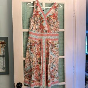 Talbots Midi Dress with Cityscape and Floral Print